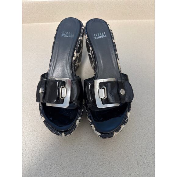 Y2K Stuart Weitzman Platform Animal Print Mary Jane Patent Leather Mules Size 8 - Picture 2 of 9